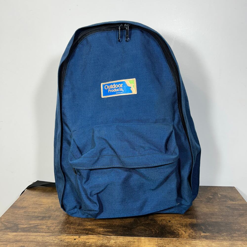 VTG 90s Outdoor Products Cordura Nylon Backpack Daypack USA Blue Suede